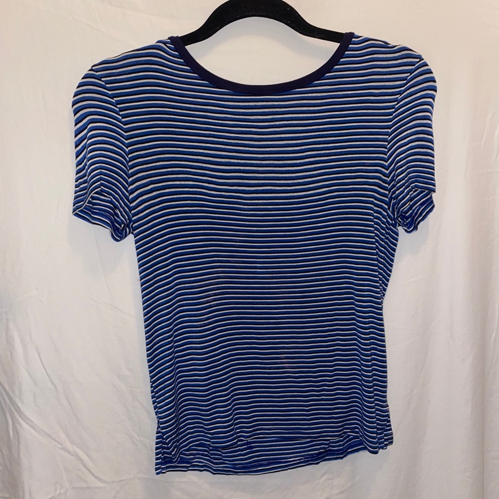 Blue, black and white t-shirt